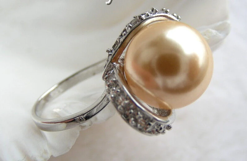 + Доставка&gt классическое 12 мм круглое Золотое Южное кольцо с жемчугом n749 5 25 |