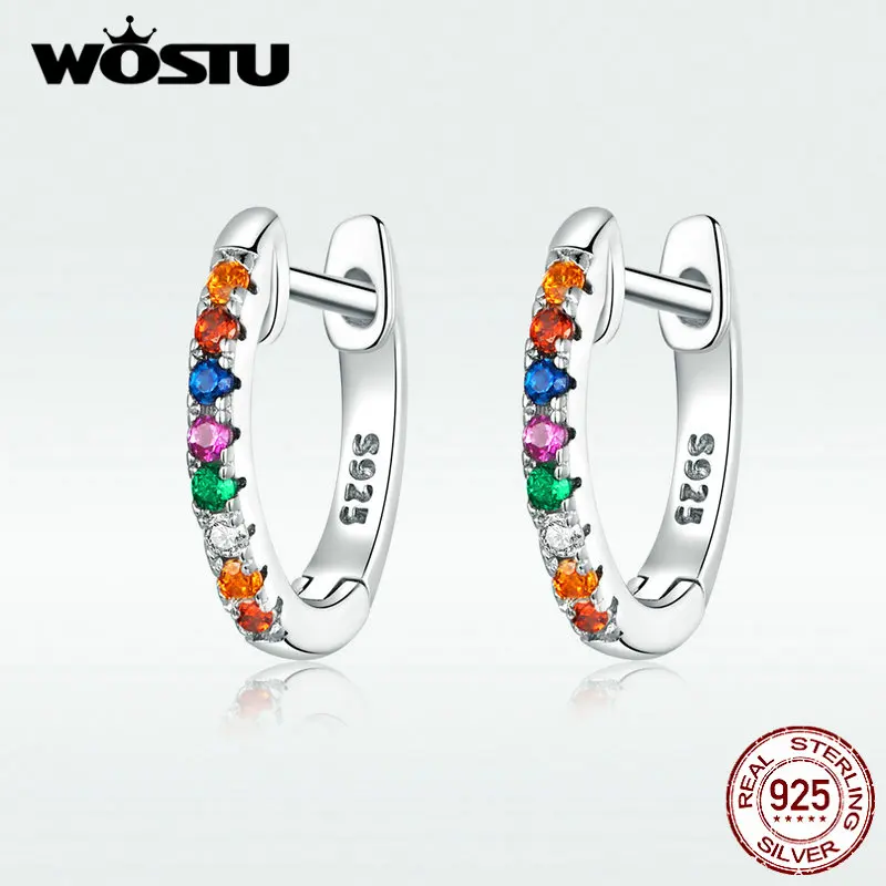 WOSTU настоящие 925 пробы Серебряные Красочные циркониевые серьги для женщин, ювелирные изделия для изготовления красочных жизненных сережек, ювелирные изделия BKE721