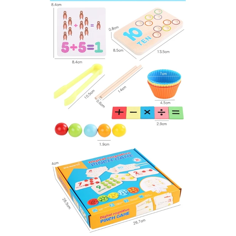 

1PC Montessori Motor Skill Teaching Board Game for Activity Center Wooden Stimulation Clip Bead Test Sorting Toy for Kid