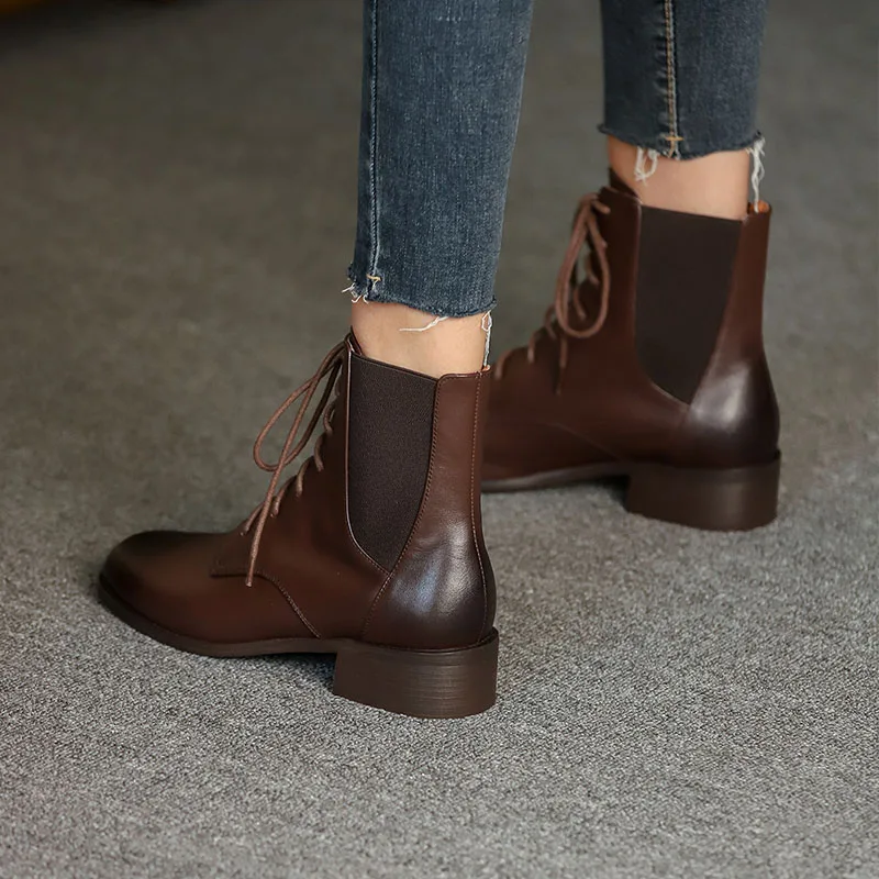 Женские ботинки Mordoan из натуральной коровьей кожи в британском стиле ретро на