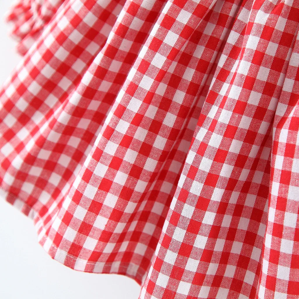 Детские платья для девочек; платье vestidos vestido infantil; Одежда для девочек; vestido; кружевное с рюшами для маленьких девочек; в клетку; вишня; Z4