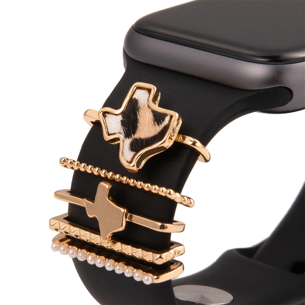 

Strap For Apple Samsung Watch Metal Charms Decorative Ring Watch Band Accessories For Iwatch DIY Design Fashion Strap Ornament