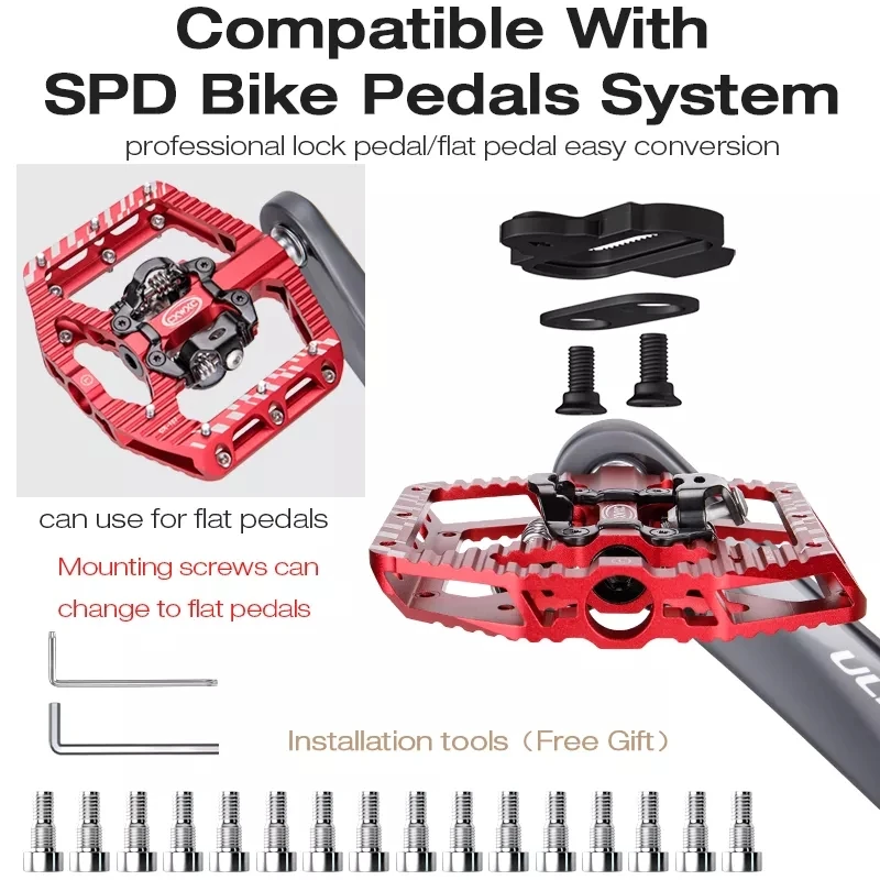 CXWXC 2 в 1 SPD велосипедная самоблокирующаяся педаль/Плоская педаль для MTB/дорожный