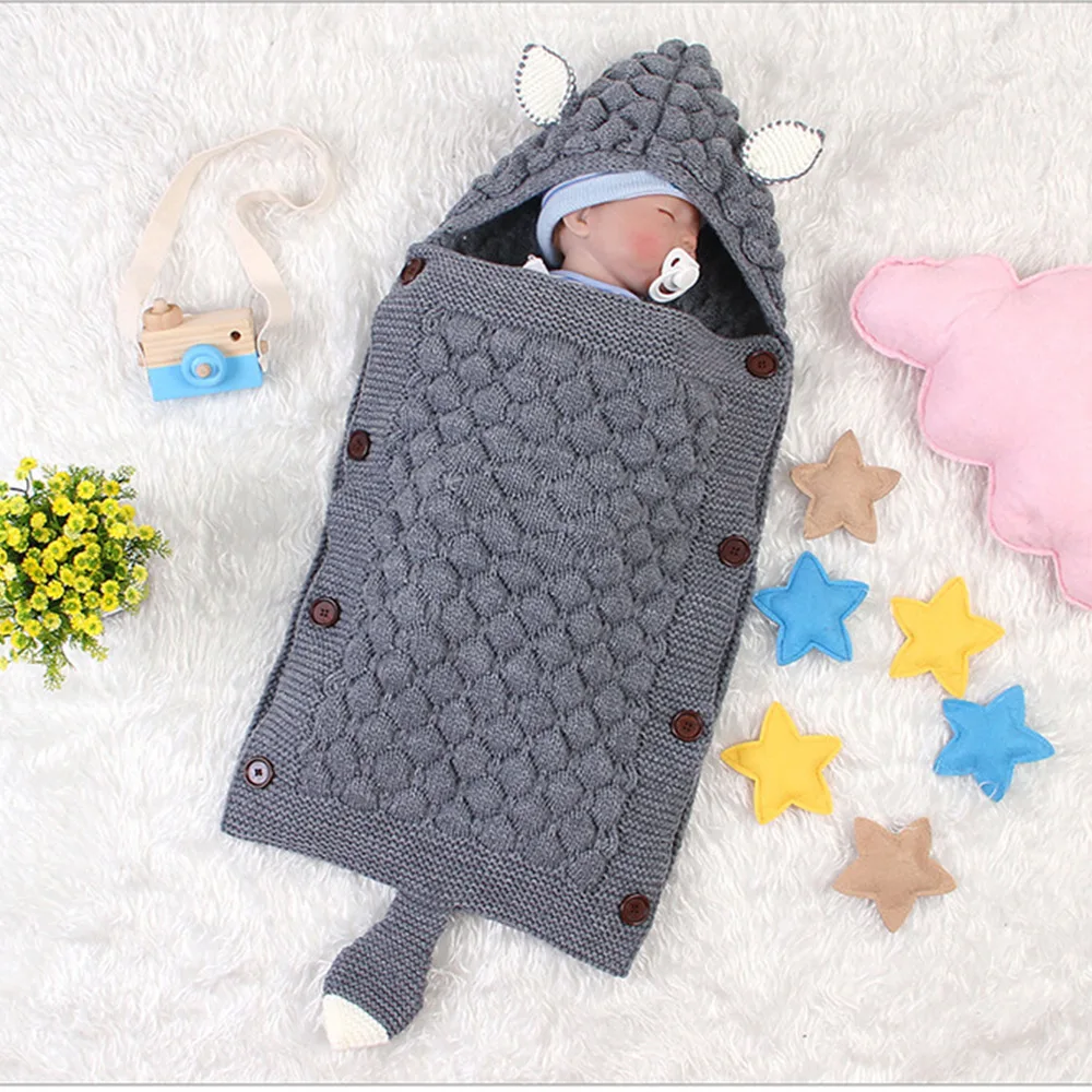 

Knitted Baby Robes Sleeping Bag Cute Winter Baby Button Clothing Sleepwear For Girls Boys Sleeper 0-12 months