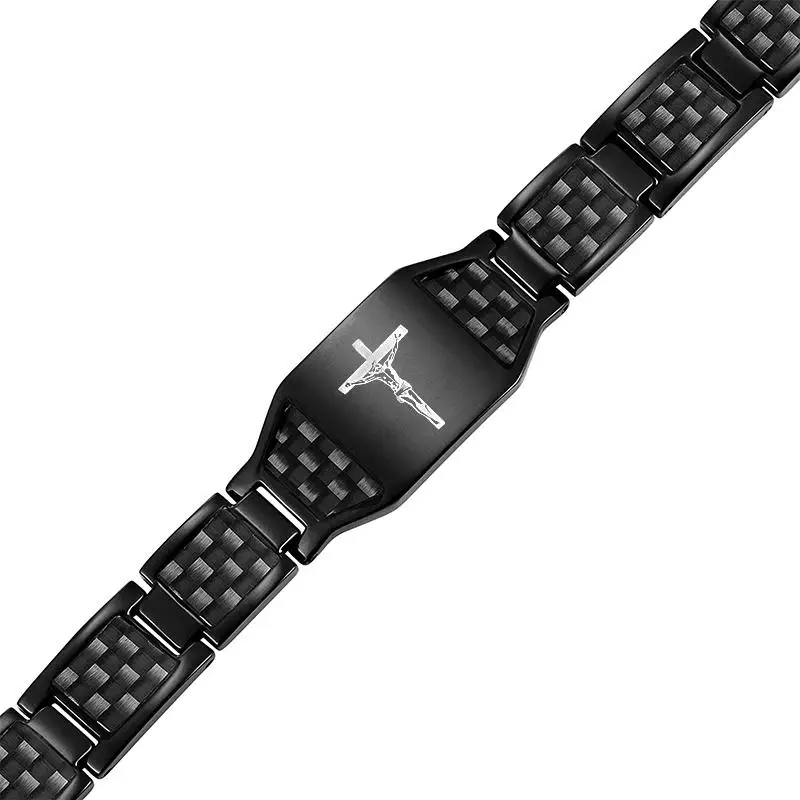 Браслет мужской из углеродного волокна и нержавеющей стали для магнитной