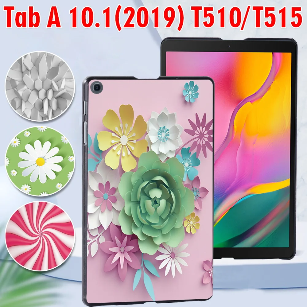 

Tablets Case for Samsung Galaxy Tab A 10.1 Inch 2019 T510/T515 Printed PC Plastic Protective back shell Cover + Free Stylus