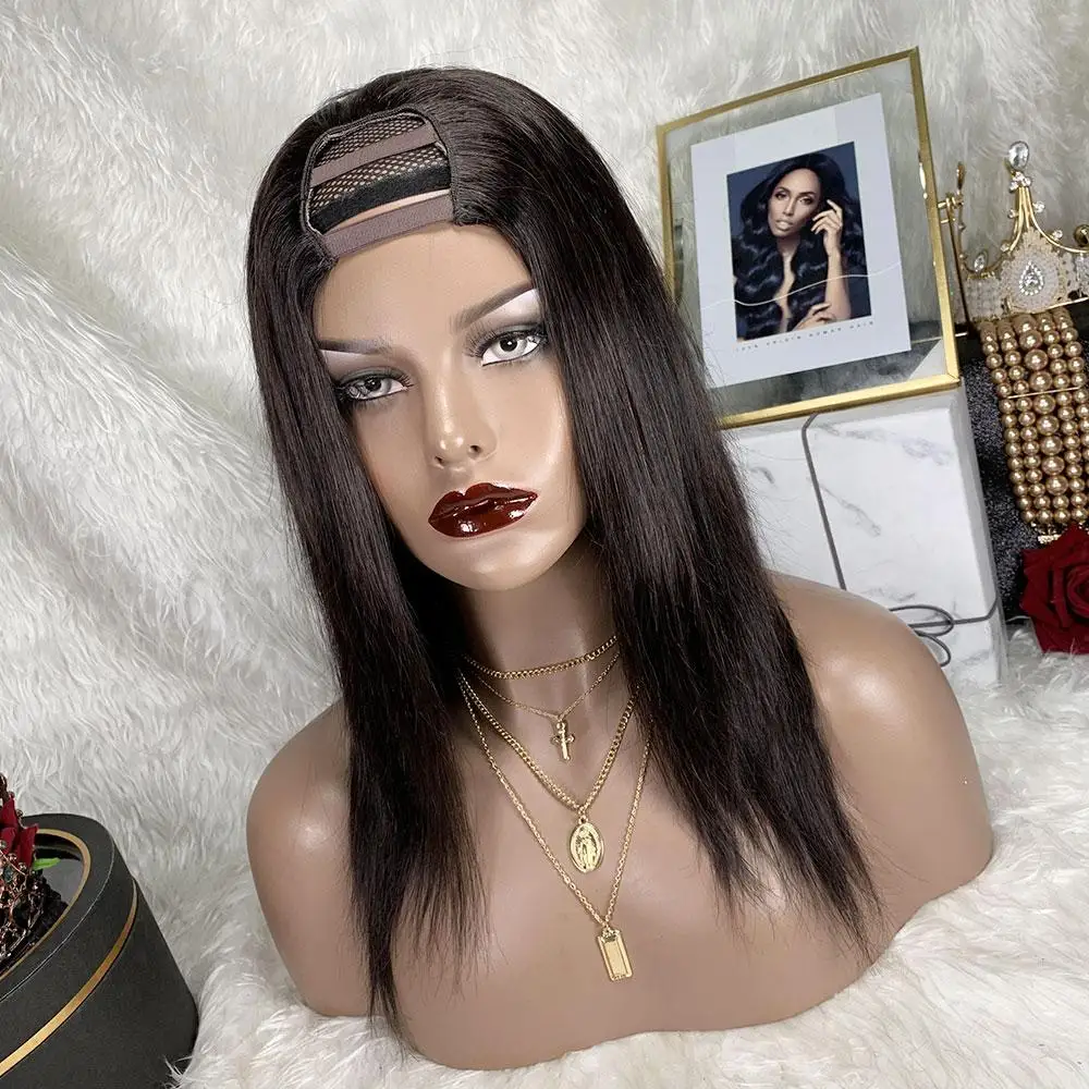 

Straight Wig Human Hair U Part Brazilian Remy Hair Natural Color Machine Made Glueless Straight U Part Human Hair Wig