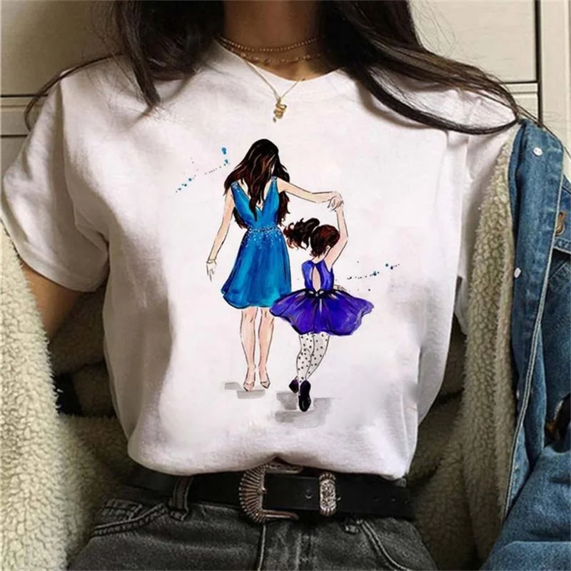 

Women Tshirts Cartoon Queen Mama Mom Mother Tshirts Princess Girls Shirts Summer Short Sleeve Clothes Female Graphic T-shirt Tee