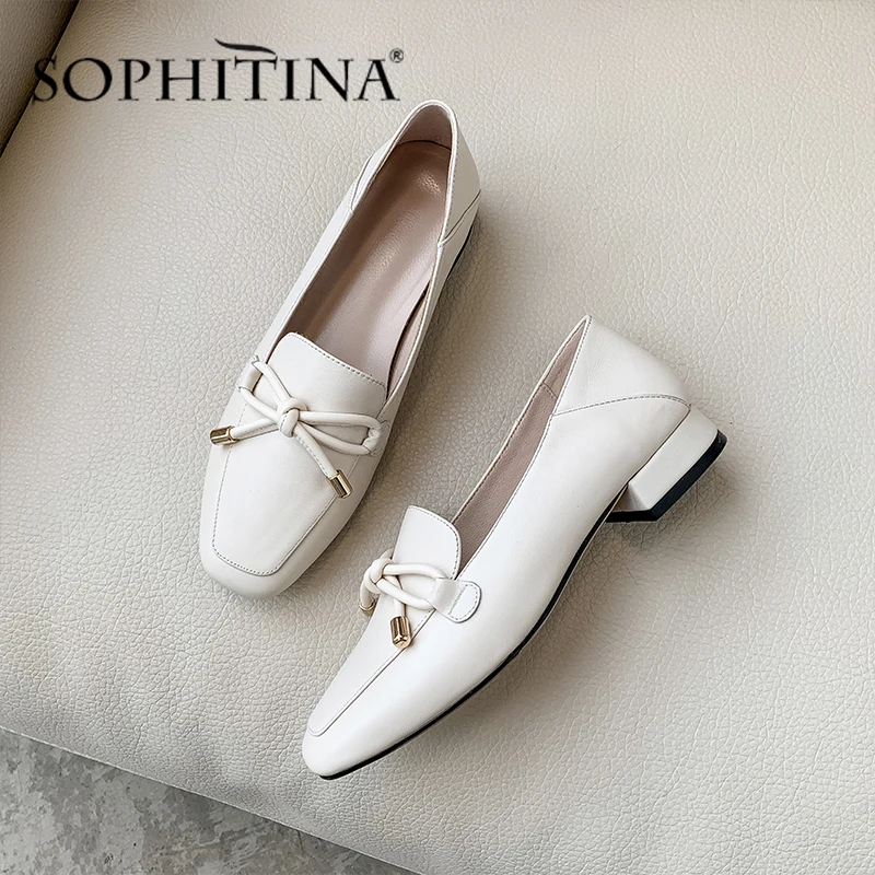 SOPHITINA/Новинка Женская обувь на плоской подошве с квадратным носком и бантом