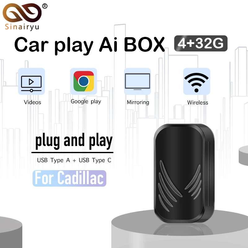 Carplay Ai Box для Cadillac ATS-L XTS CT6 XT4 XT5 4 + 32G escalade Android System Airplay Зеркальное видеонавигация