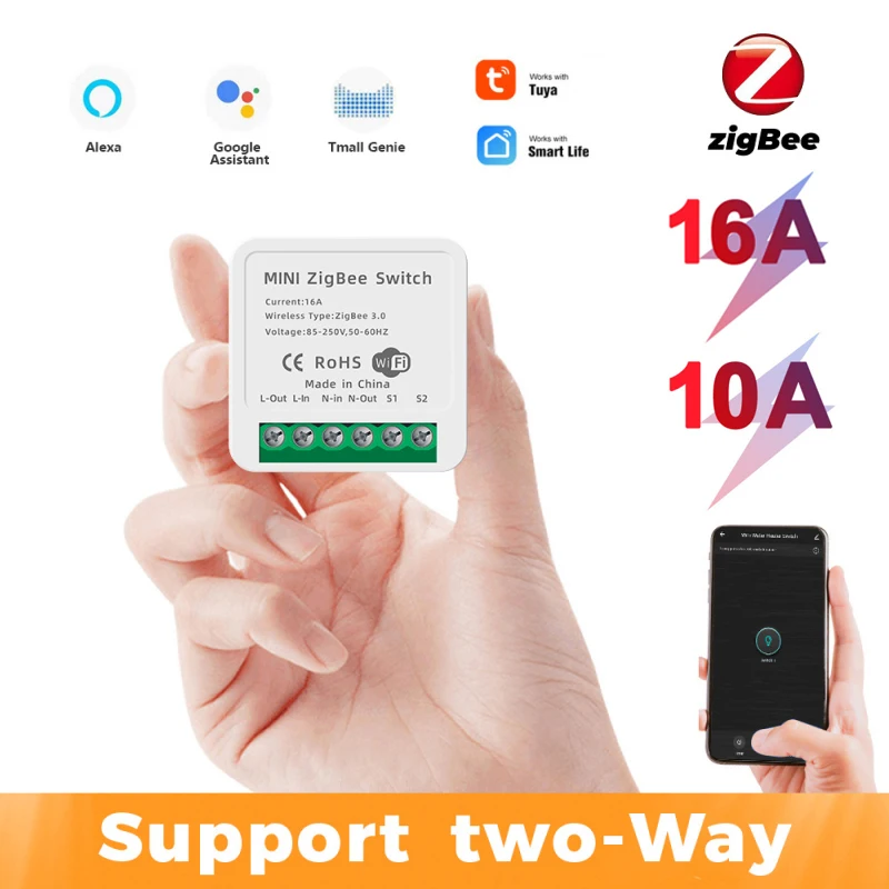 

Tuya ZigBee 3.0 Smart Light Switch Module, Smart Home Automation DIY Breaker Supports 2 Way Control, Work with Alexa Google Home