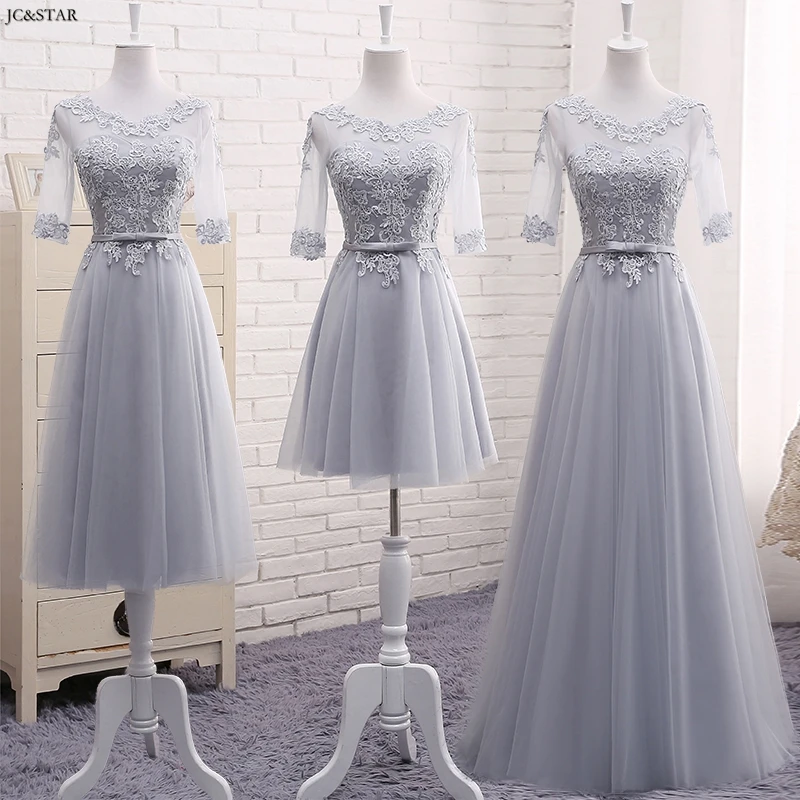 

New tulle applique 3 style Dusty Pink navy blue champagne blue silver bridesmaid dresses elegant dress women for wedding party