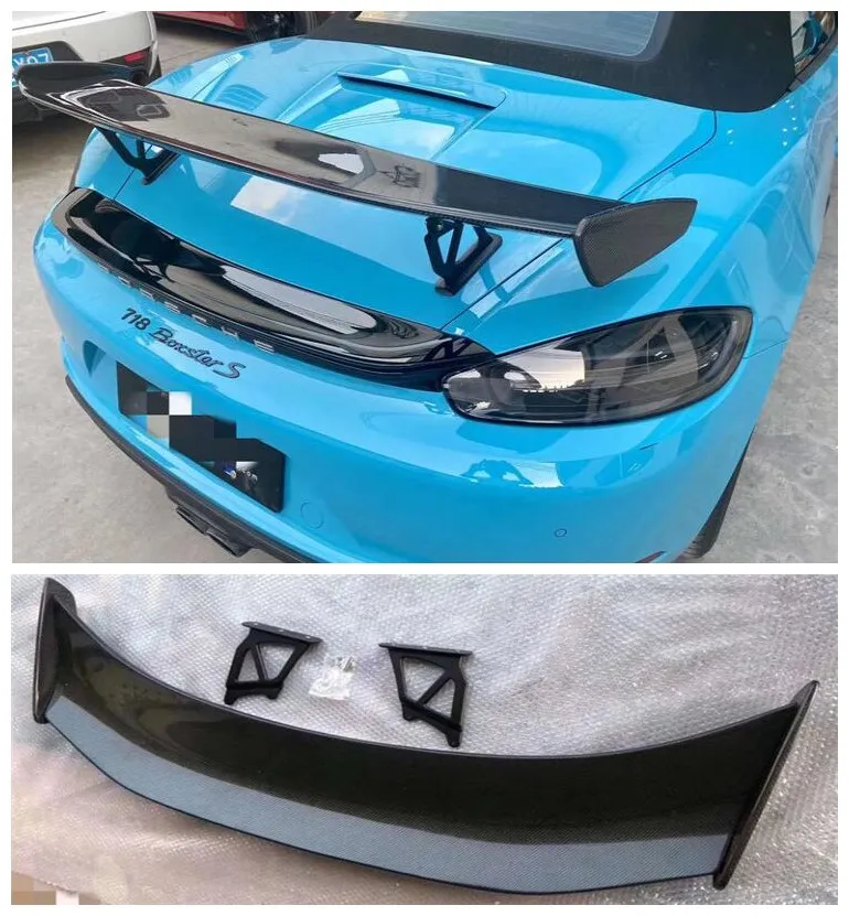 

High quality Carbon Fiber Rear Trunk Lip Spoiler Wing Fits For Porsche Cayman Boxster 718 981 987 GT4 Style 2010-2020