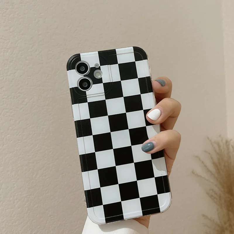 retro plaid art croissant tomato bracket phone case for iphone 13 11 12 pro max xs max xr xs 7 8 plus 7plus case cute soft cover free global shipping