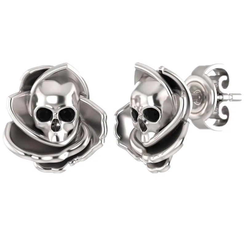 

FDLK Exquisite Gold Rose Skull Crystal Ring Copper Fashion Jewelry For Cool Woman