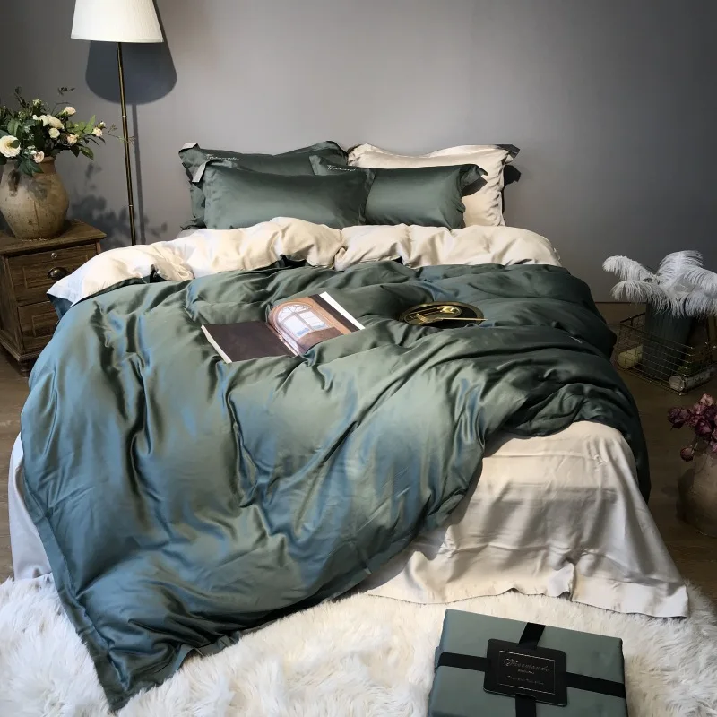 

Summer Ice Silk Bedding Set Naked Bed Four-piece Set Tencel Spring/Summer Style Tencel Fabric Home Textile Set Bedding