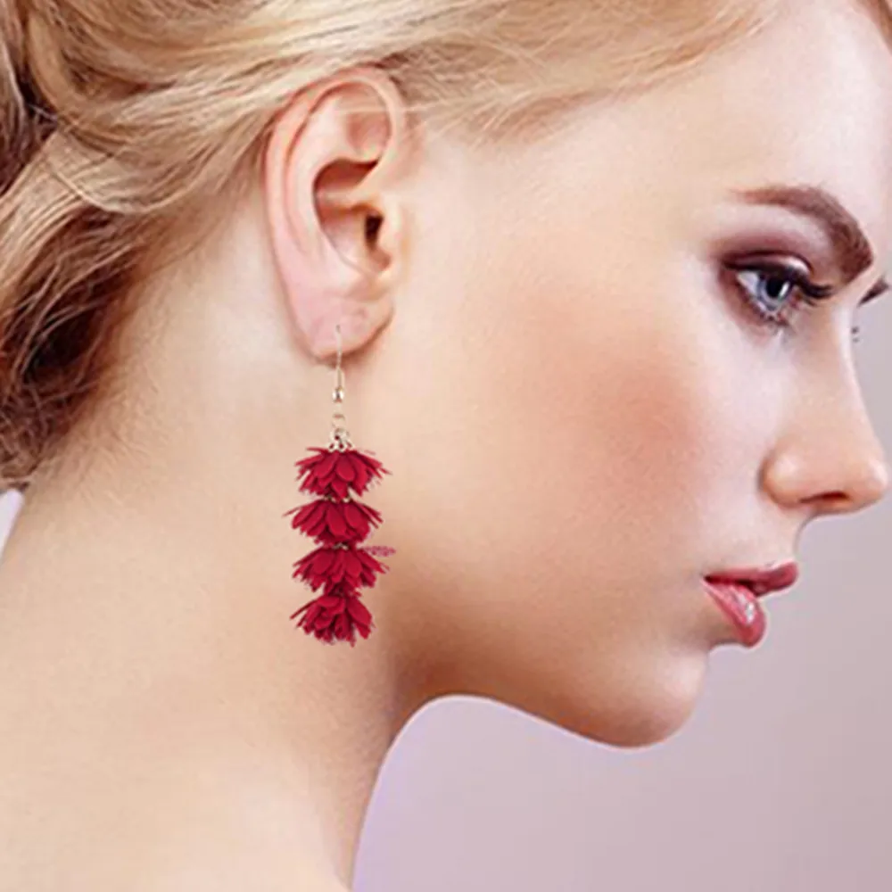 2019 модные тканевые длинные серьги с бахромой и цветами висячие ручной работы в