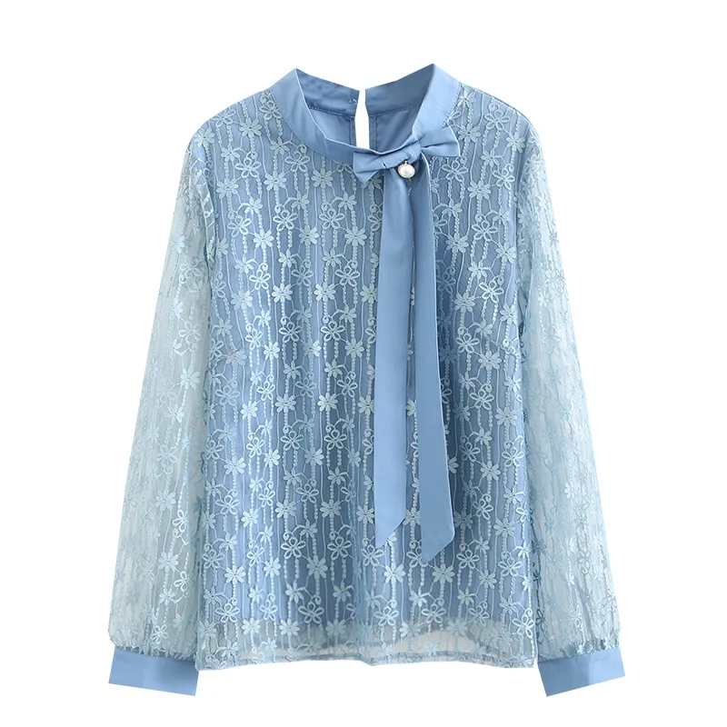 

Lace Blouses Women Top Solid Plus Size Long Sleeve Chiffon Blouse Tops Plus Size Blouse Femme Clothing