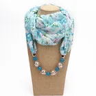 Модный шифоновый женский шарф-кольцо с принтом из бисера, ожерелье в европейском и американском стиле, шарф-подвеска, хиджаб