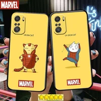 cats and marvel heroes for xiaomi redmi note 10s 10 9t 9s 9 8t 8 7s 7 6 5a 5 pro max soft black phone case