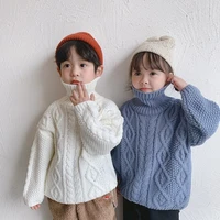 2019 winter new childrens wear girls twist sweater knitwear childrens high neck sweater thickened boys sweater girl clothes