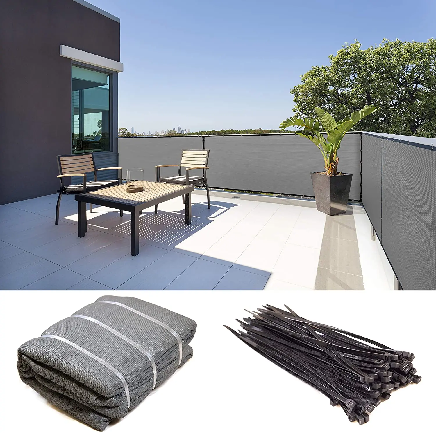 Новый серый забор экран конфиденциальности ветрозащитный затеняющая ткань HDPE 90%