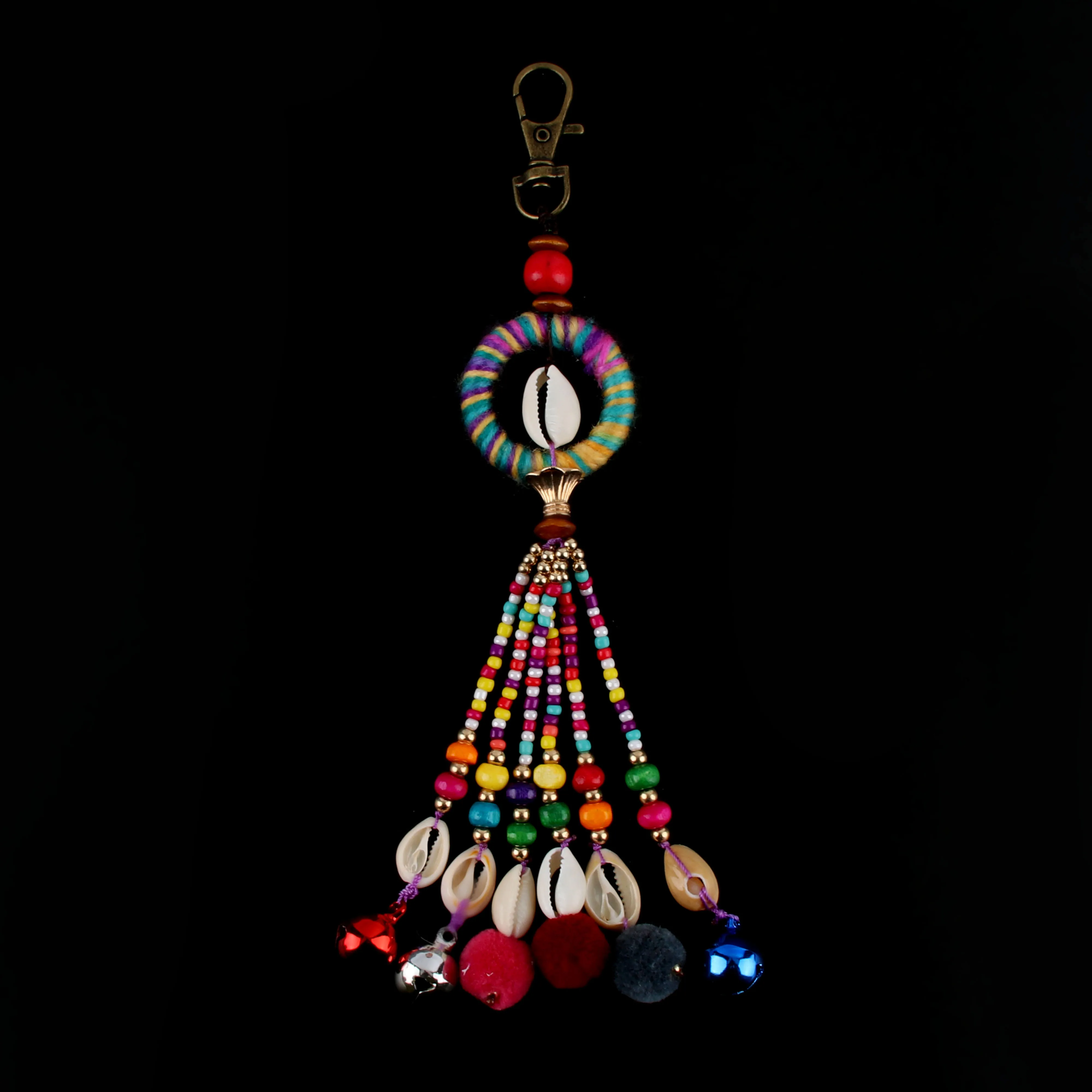 1 шт. пляжные богемные в виде ракушки длинные цветное с бисером помпон кисточками