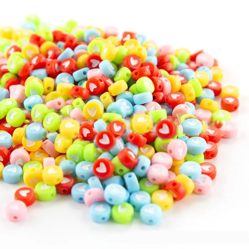 

Pastel Solid Colors Acrylic Flat Coin Round Heart Beads 4*7mm 3600pcs Plastic Jewelry DIY Lucite Loose Bracelet Spacer Beading