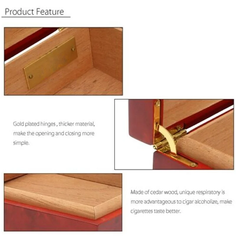 

Hot Cedar Wood Lined Cigar Humidor Storage Case Box with Humidifier Hygrometer FQ-ing