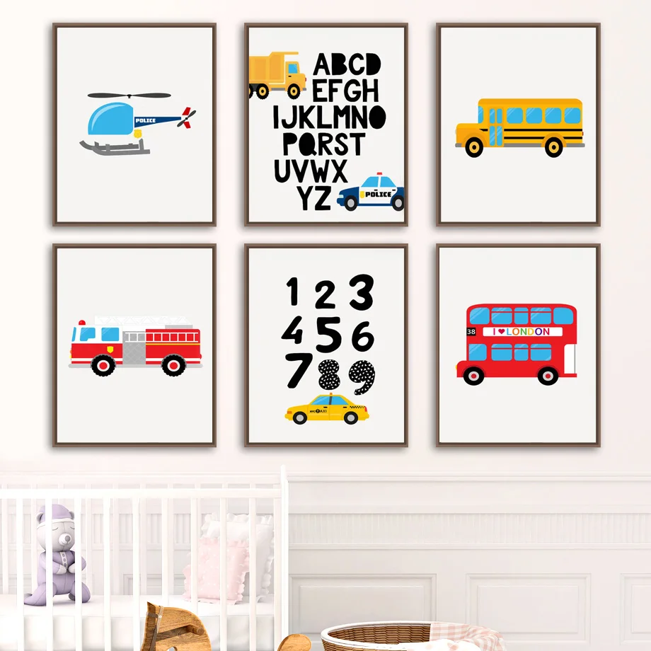 Картина на холсте с изображением лондонского автобуса грузовика вертолета