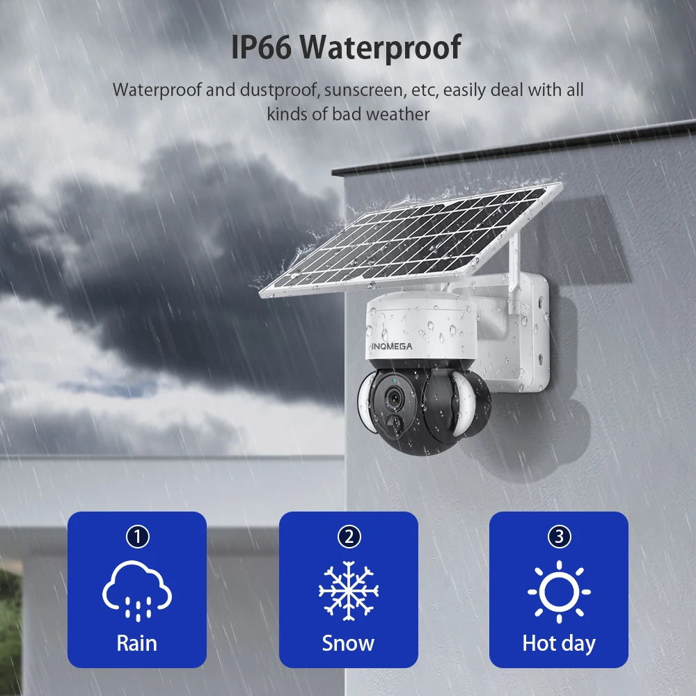 INQMEGA Tuya Solar Camera Wifi HD Outdoor Smart Home Intrusion Alarm Surveillance Waterproof CCTV With Alexa Google | Безопасность и