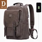 Мужской рюкзак DIDE, из искусственной кожи, с выходом USB для зарядки, винтажный, водонепроницаемый, для ноутбука