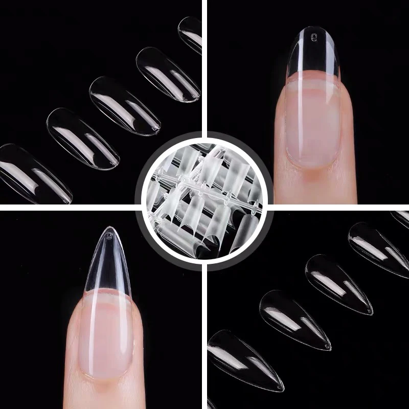 Четыре комбинации полное покрытие накладные ногти Советы прозрачная поддельная