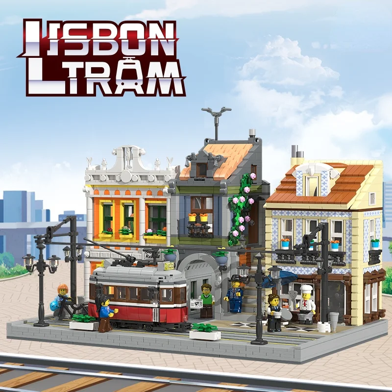 

Jiestar Ideas Expert City Street View The Lisbon Tram 89132 Moc Modular Bricks Building Blocks House Model Toy Parisian