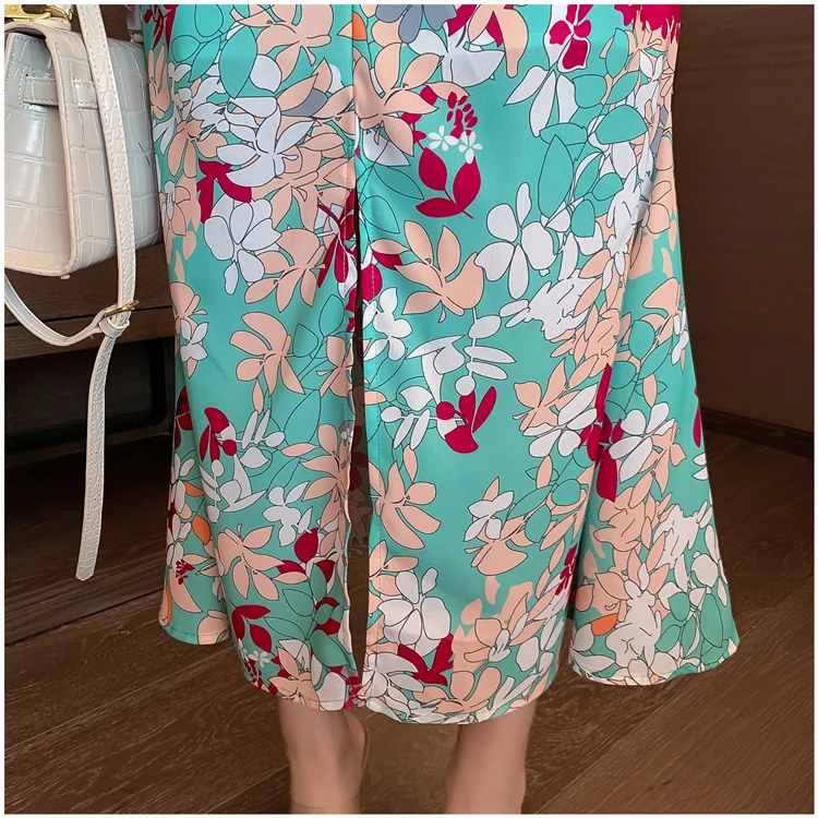 

Women Chiffon Dress 2020 Summer Fashion Female Short Sleeve Vintage Printed Floral Casual Long Dresses V-neck A-line Vestidos