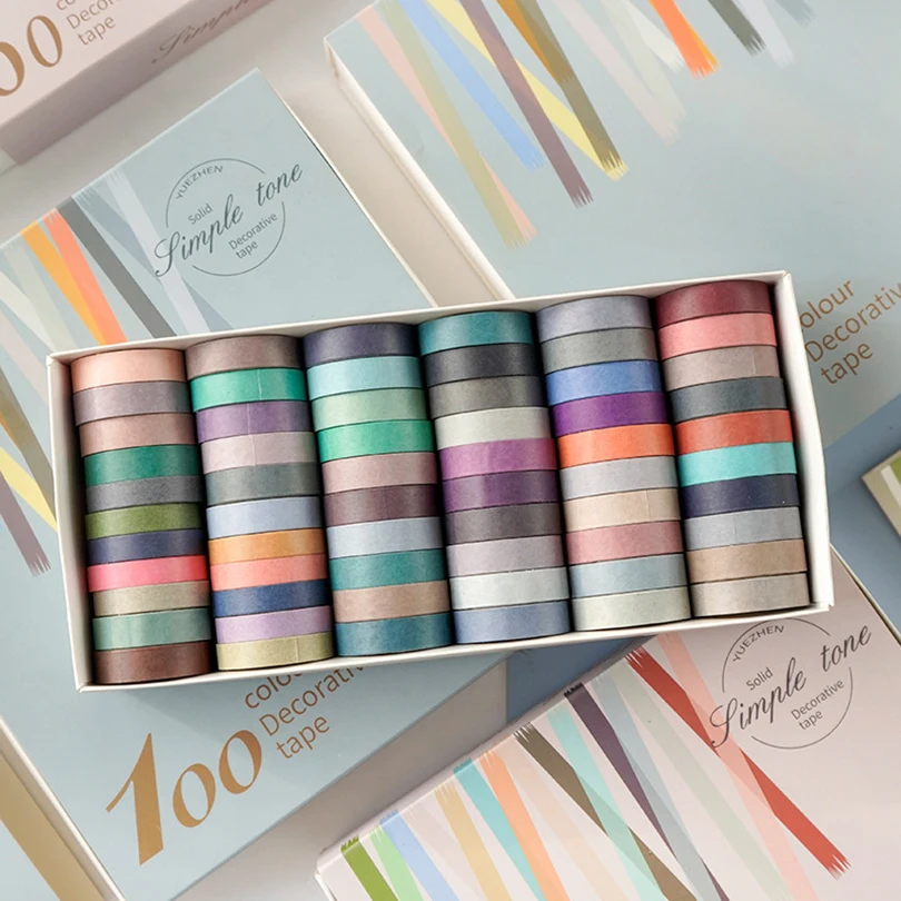 60/100 Rolls Rainbow Washi Tape Set Basic Decorative Adhesive Tape Washitape Kawaii Stationery Journal Supplies Masking Tape
