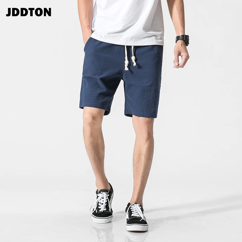 JDDTON летние мужские хлопковые льняные однотонные повседневные шорты свободные