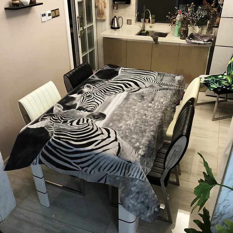 

PVC printed zebra pattern washable decorative household waterproof tablecloth