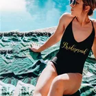 Женский купальный костюм невесты и подружки невесты, слитный купальник с мягкими бретельками и открытой спиной, монокини, пляжная одежда