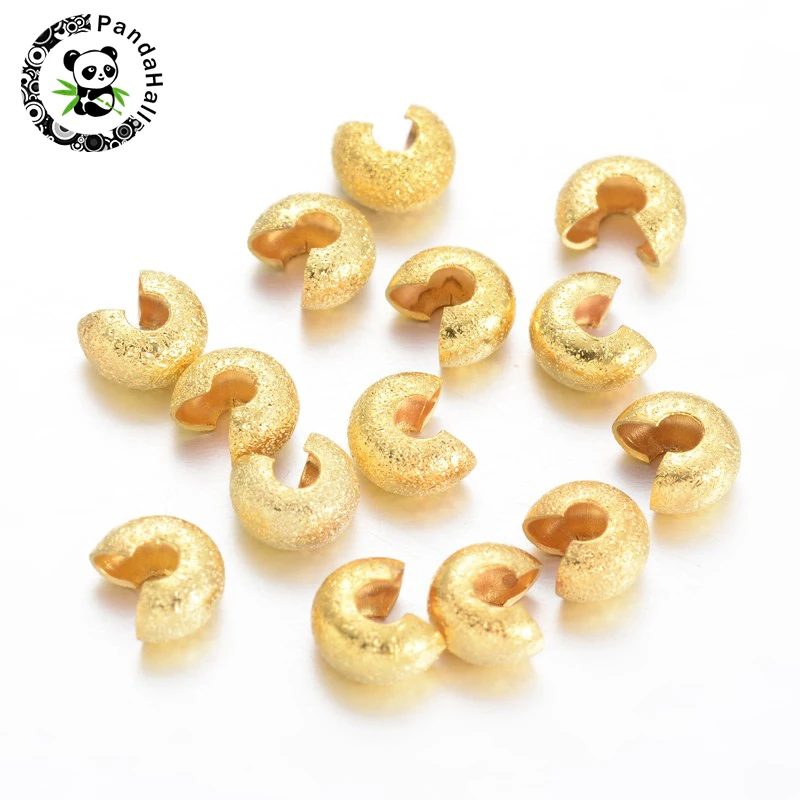 100 шт 5 мм видов цветов текстурированные латунные обжимные бусины покрывает