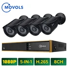 Система видеонаблюдения Movols, 8 каналов, 1080P, 4 шт., наружная, всепогодная, H.265 DVR