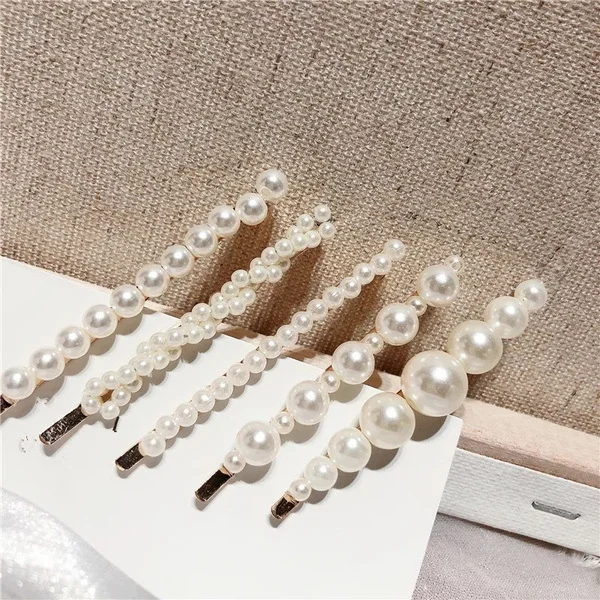 

1PCS/5PCS Women Girls Pearl Metal Hair Clip Barrette Stick Hairpin Hairgrips Bobby Jewelry Styling Tools Hair Accessories