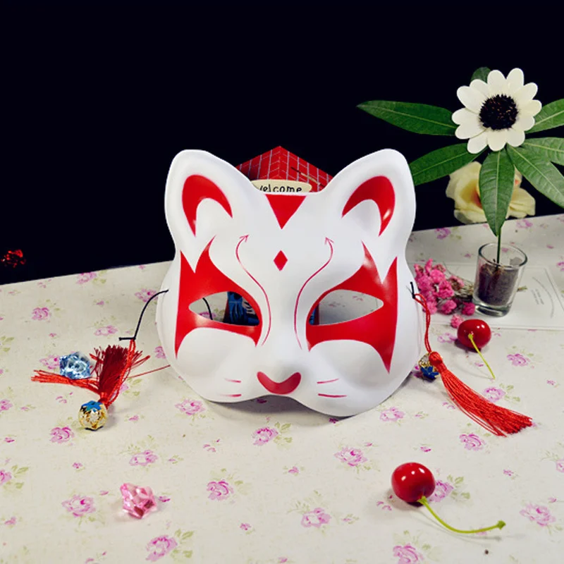 

2019 Hots Custom Cat Mask Japanese Fox Mask Private Natsume's Book of Friends Fox Half Face Mask Halloween Cosplay Animal Masks
