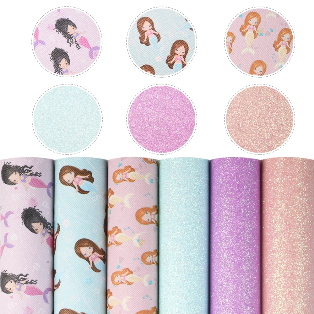 Ткань из искусственной кожи с принтом Принцесса океана для бантов кожаные листы