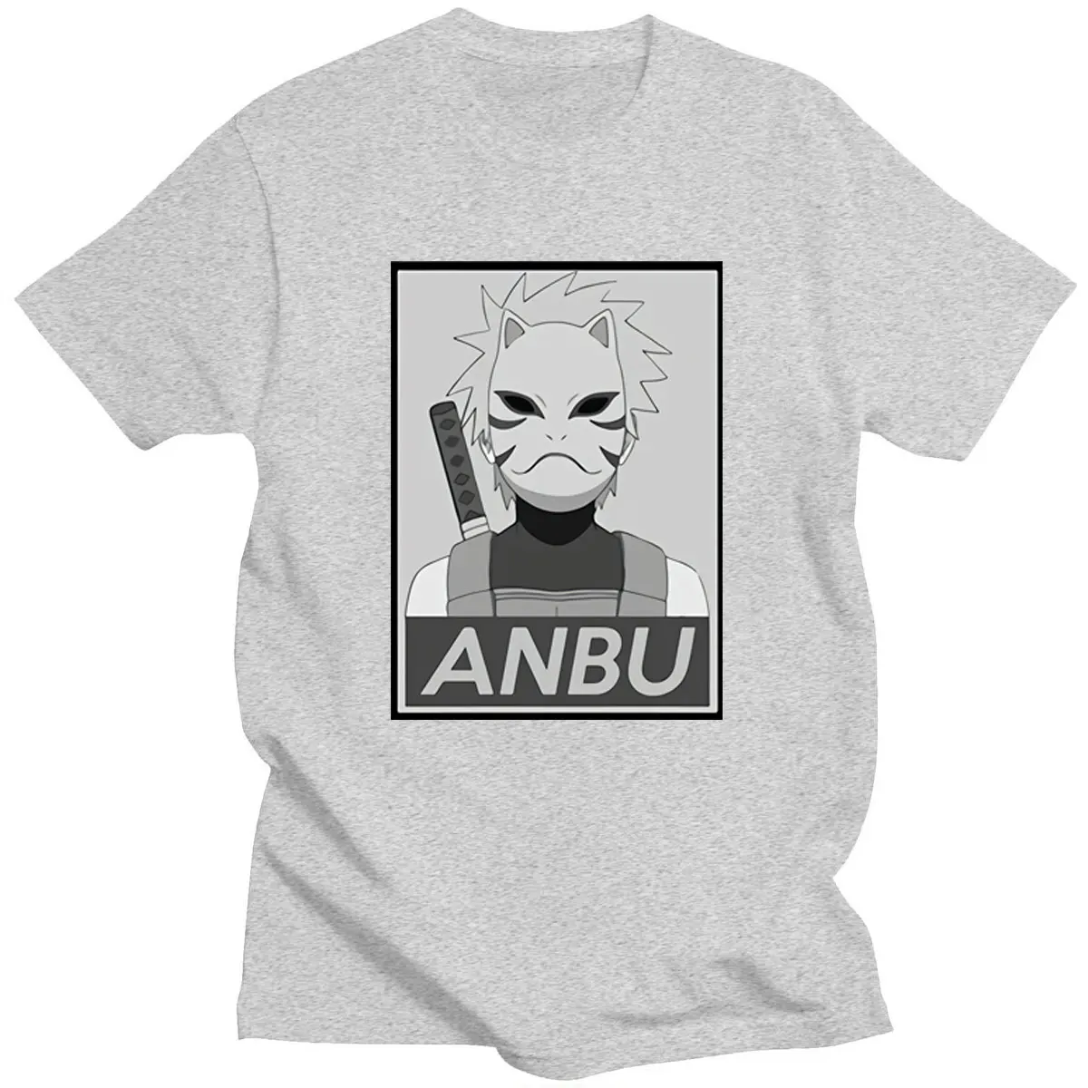 Футболка мужская с аниме-принтом хлопок 100% коротким рукавом Повседневная