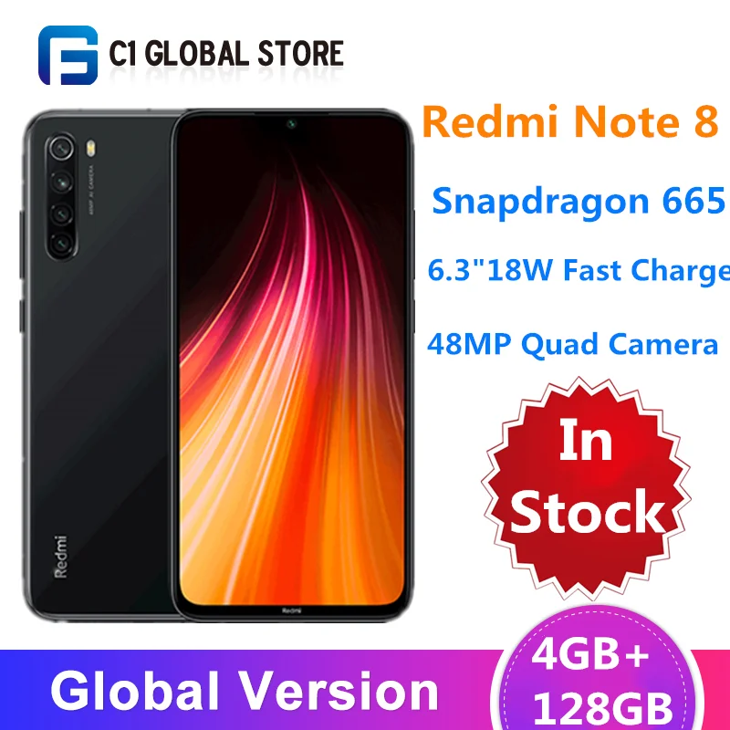 Глобальная версия смартфона Xiaomi Redmi Note 8 4 Гб 128 ГБ Восьмиядерный Snapdragon 665 6 3 дюйма FHD