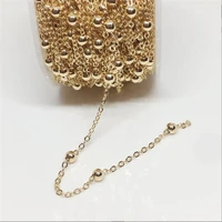 new real gold color plated brass ball beads o link chains for diy bracelet necklace ankles jewelry making findings accessories