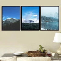 blue sky mountain lake forest landscape modern poster and prints nordic style unframed wall art home decoration for living room