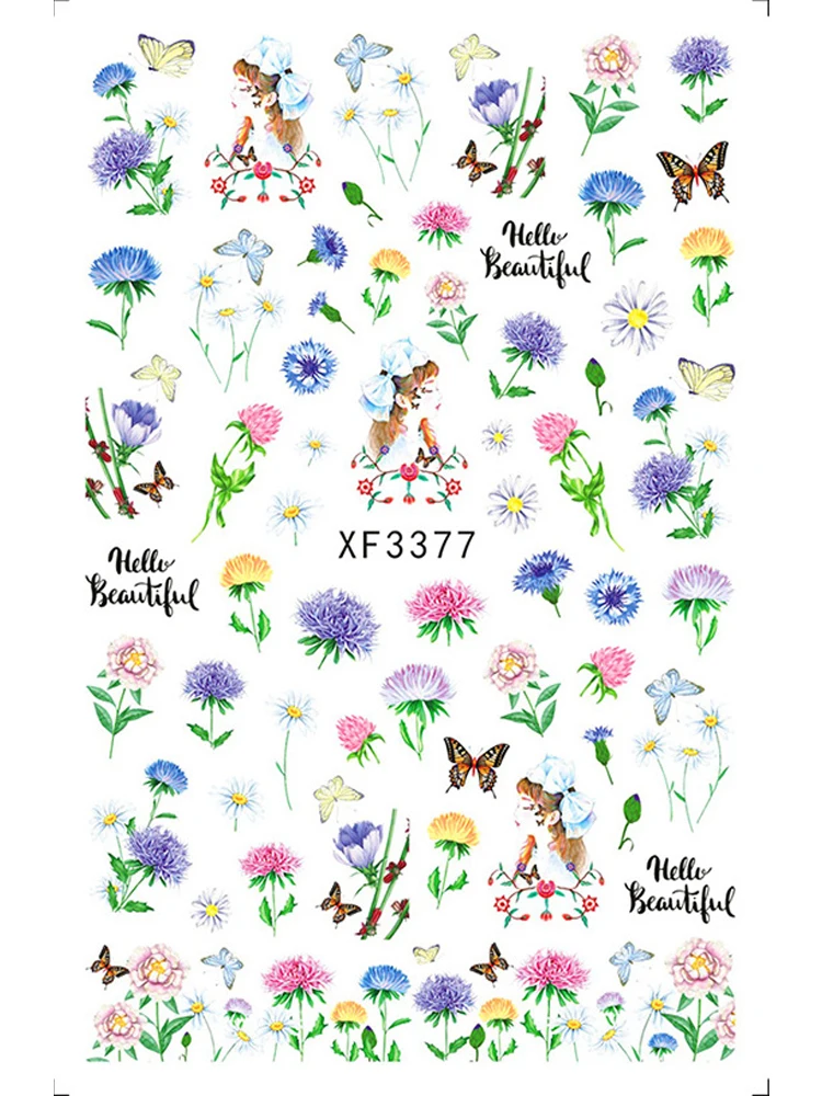 1 шт. абстрактная Цветочная наклейка для гель лака наклейки ногтей инструмент