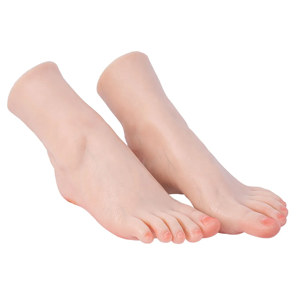 Female Liquid Silicone Foot Mannequin Feet with Flexible Toes for Sock Drawing Shoe Display and Collection